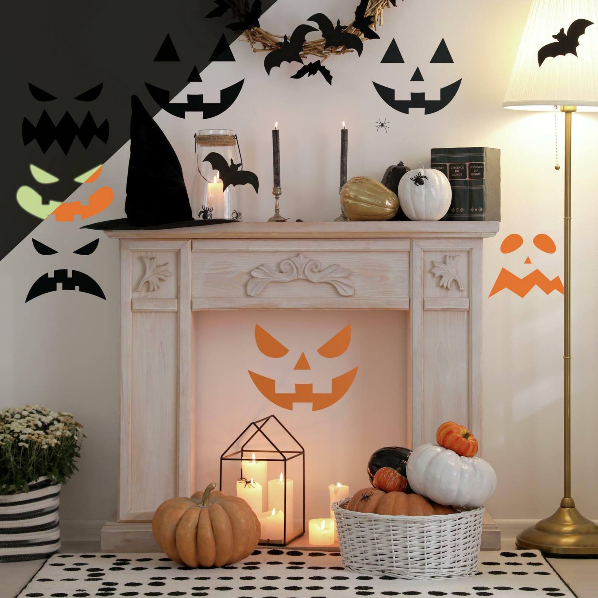 RoomMates Halloween Pumpkin Faces Glow in the Dark Peel & Stick Decals